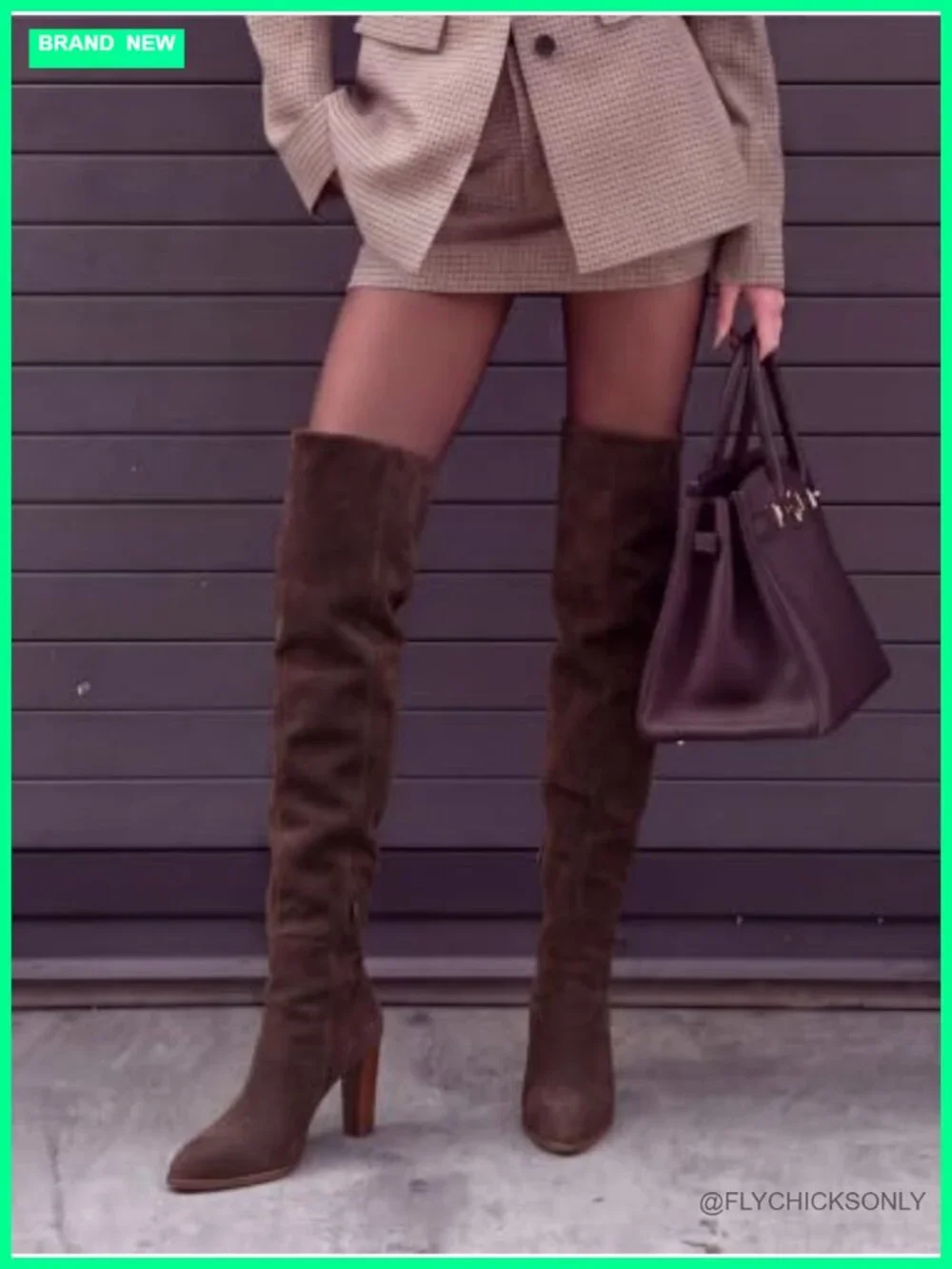 Faux Suede Over the Knee Boots Chunky Block Heel Tall Dress Boots